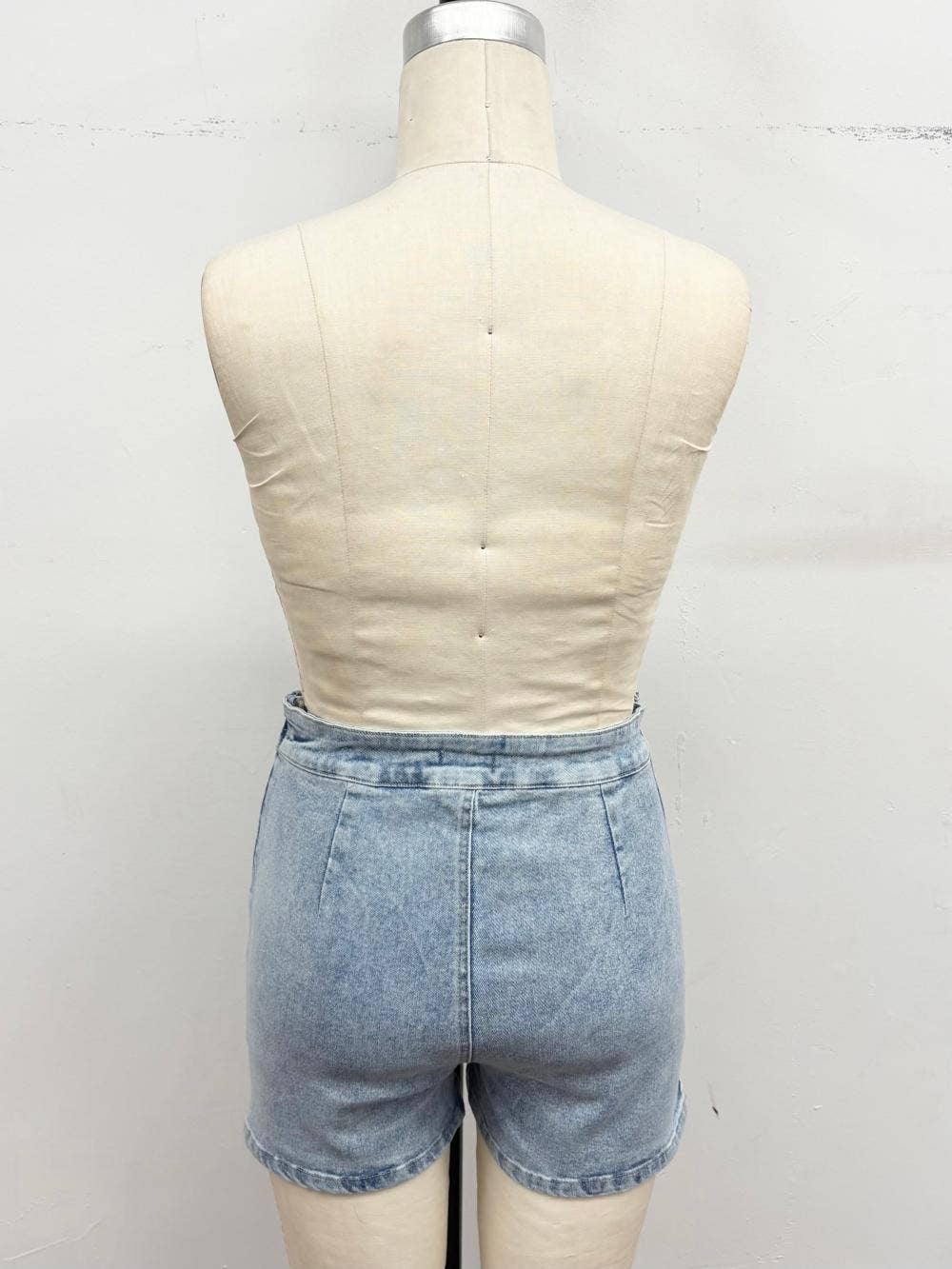 Stretch Denim Wrap Skort