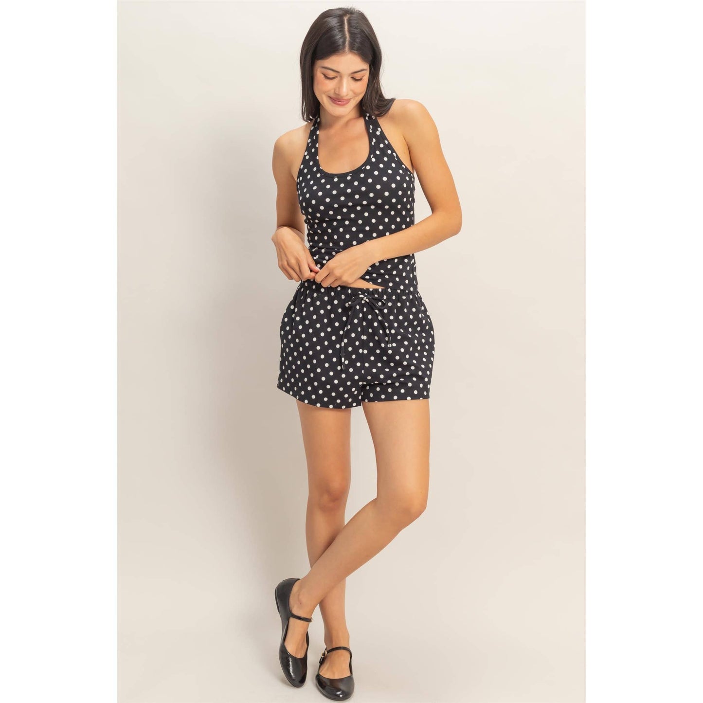 Polka Dot Drawstring Shorts