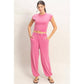 Rolled Sleeve Wrap-Front Crop Top And Jogger Set