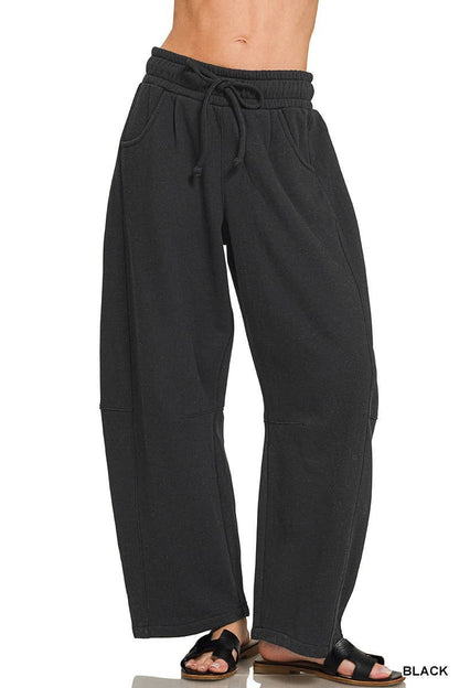 Fleece Barrel Leg Sweatpants