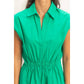 Sleeveless Collared Shirred Mini Dress