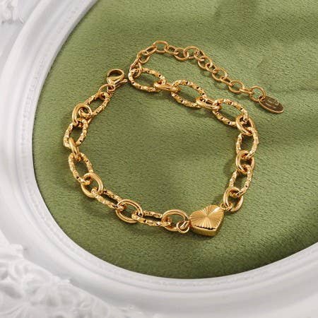 18K STAINLESS STEEL TARNISH FREE HEART BRACELET | 40B5226
