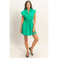 Sleeveless Collared Shirred Mini Dress