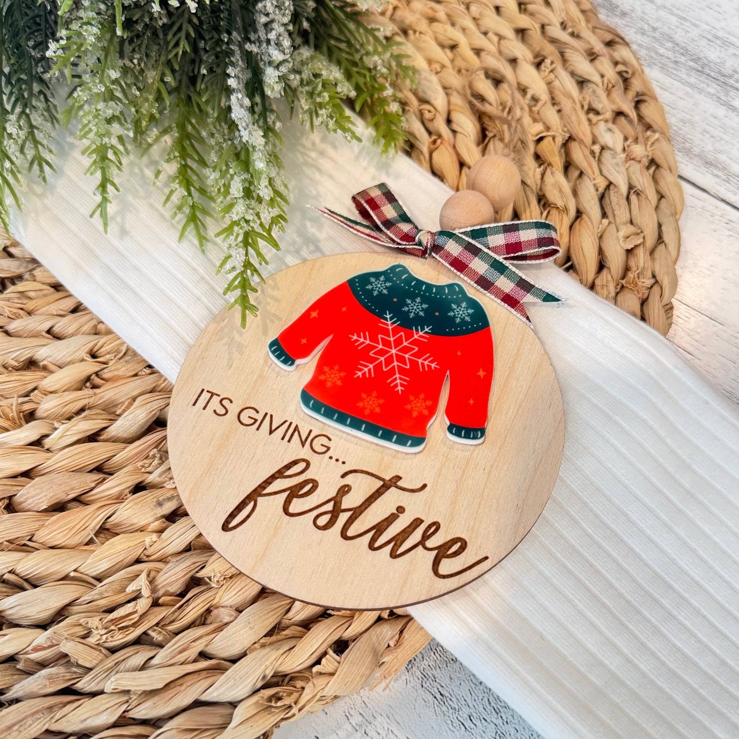 Funny Christmas Sweater Ornament – It’s Giving Festive