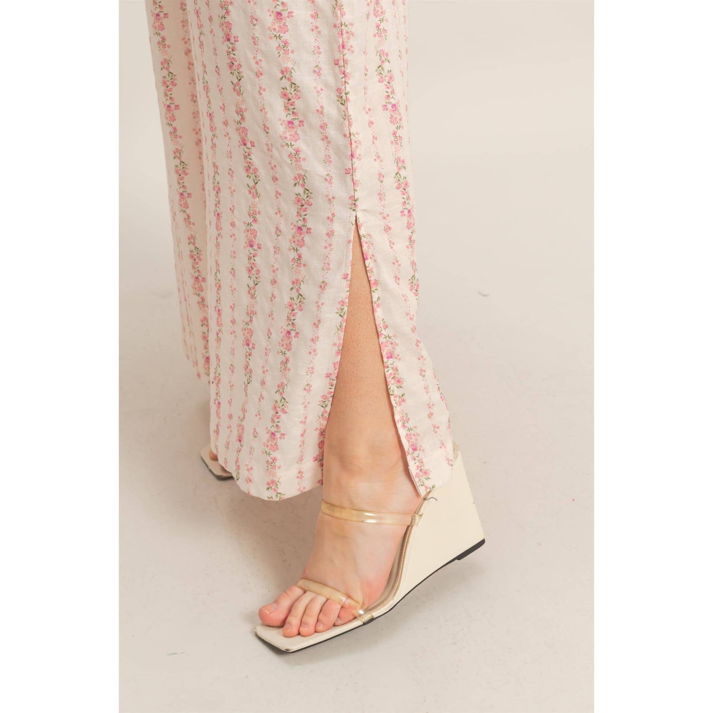 Tie Strap Jumpsuit With Hem Slits