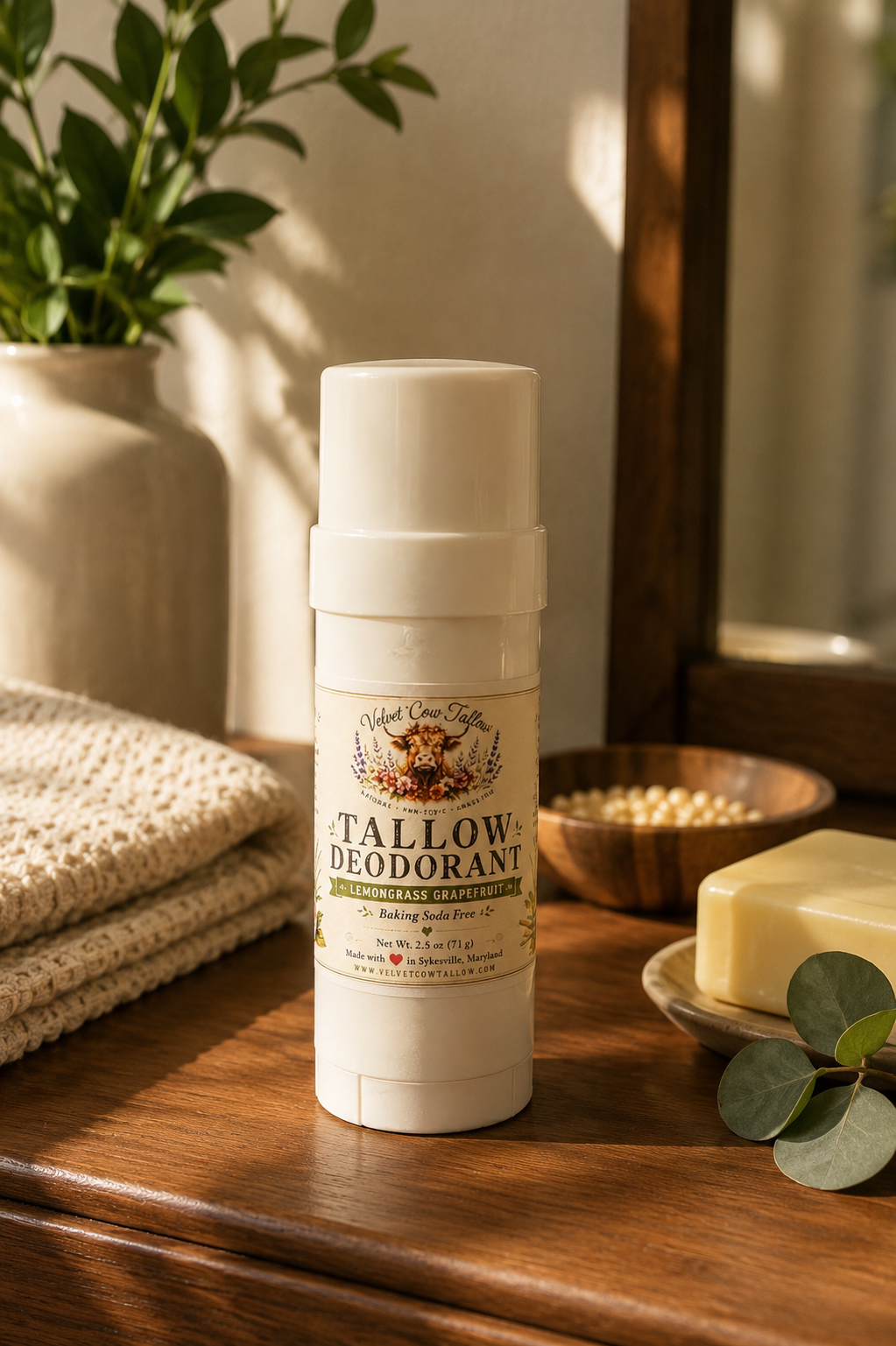 All Natural Tallow Deodorant | Lemongrass Grapefruit | Aluminum Free