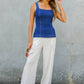 Stretch Denim Square Neck Top