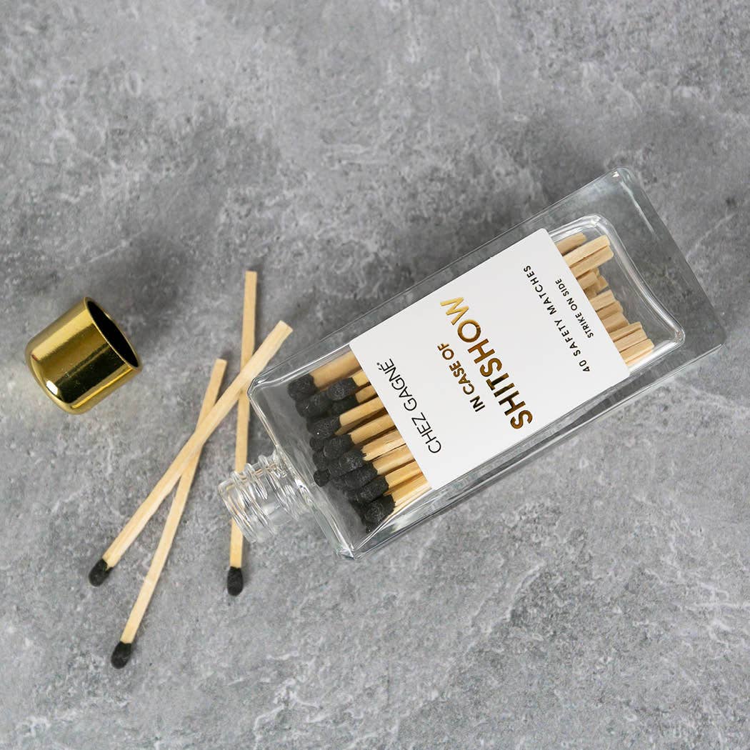 In Case of Shitshow - Glass Bottle Safety Matches - Black