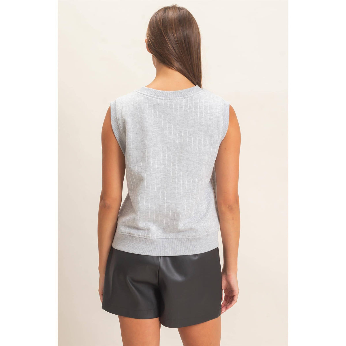 V-Neck Pinstripe Sleeveless Top