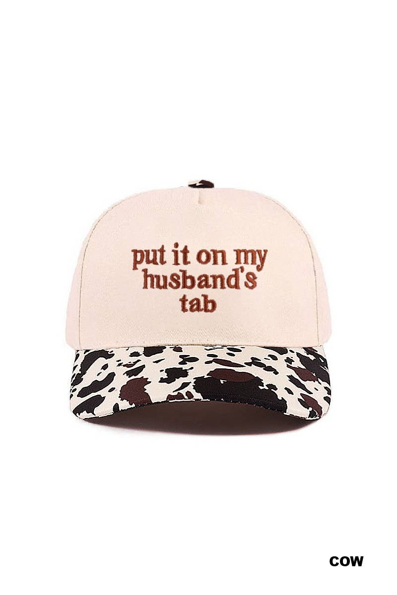 `Put It On My Husband's Tab Two Tone Canvas Cap