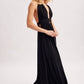 A CRINKLY CREPE DEEP V-NECK HALTER MAXI SUNDRESS