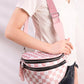 `.Double Zip Crescent Sling Bum Bag