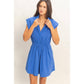 Sleeveless Collared Shirred Mini Dress