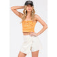 STRIPED BOW SHAPE SWEETHEART CROPPED TUBE TOP