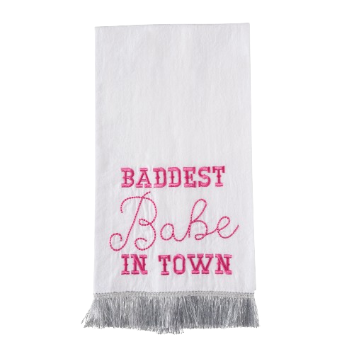 Baddest Babe Silver Fringe Tea Towel | Sip & Shop Arizona