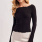 LACE TRIM SQUARE & BOAT NECK 2-WAY KNIT TOP