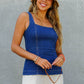 Stretch Denim Square Neck Top