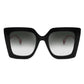 Luxurious Oversize Square Cat-Eye with Pearl-Tip Sunglasses