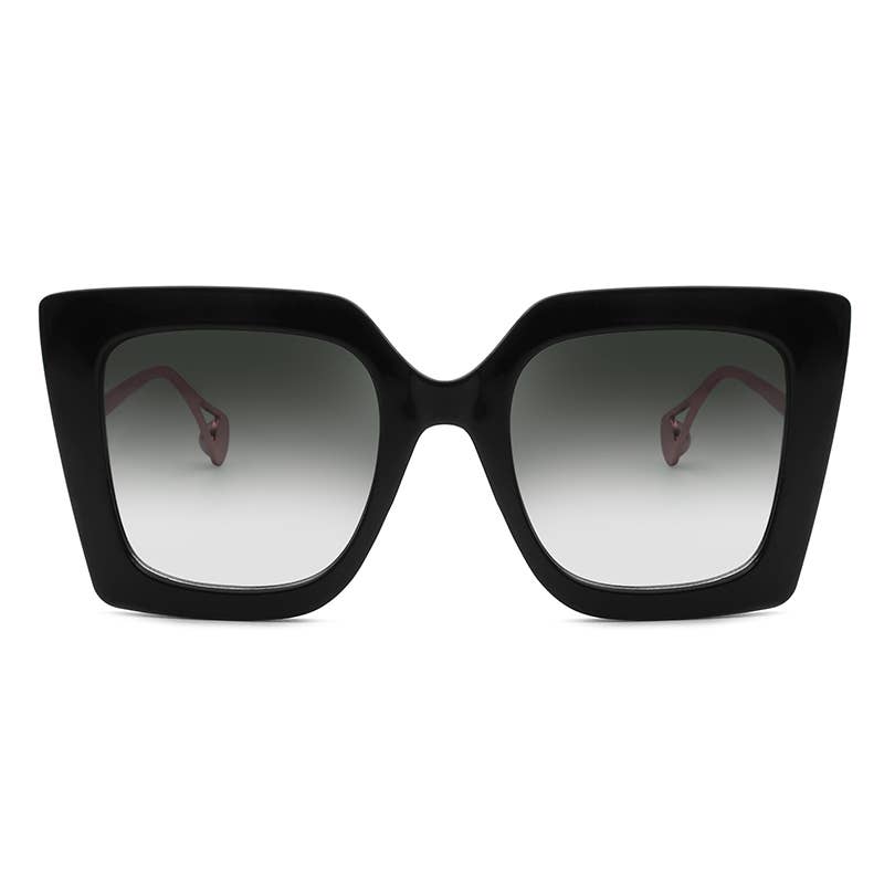 Luxurious Oversize Square Cat-Eye with Pearl-Tip Sunglasses