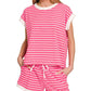 ...0223 Stripe Contrast Trim Top & Shorts Set SI-29132