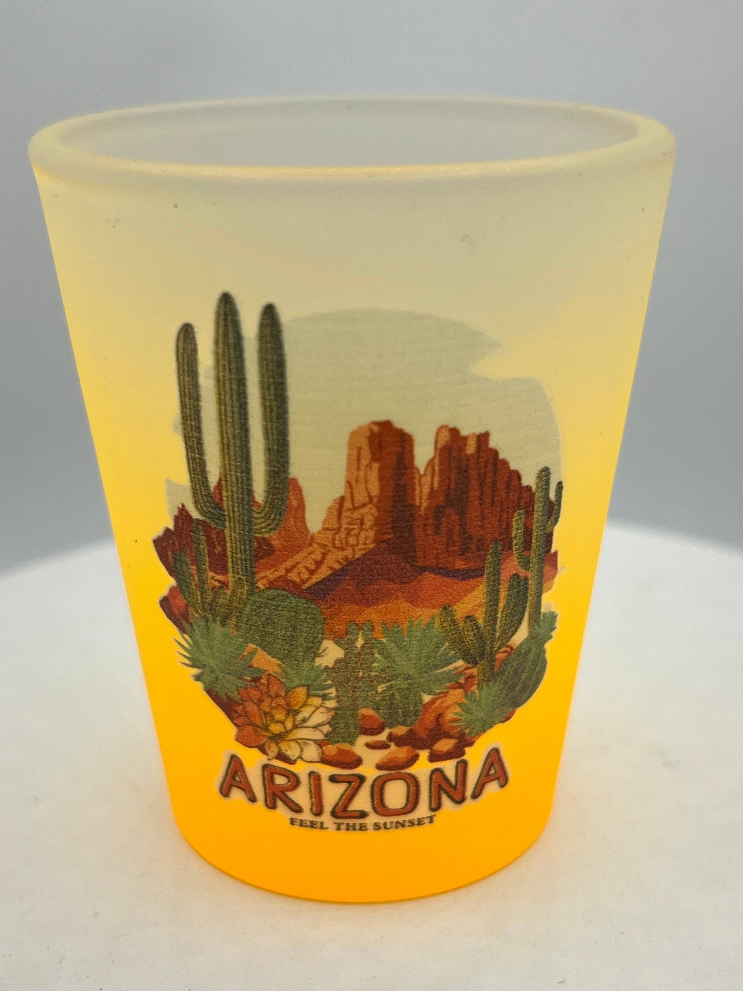 "Arizona" Scenic Colorful Frosted Shot Glass 2 oz Mix Colors