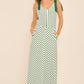 A-line long midi cotton knit dress with stripe