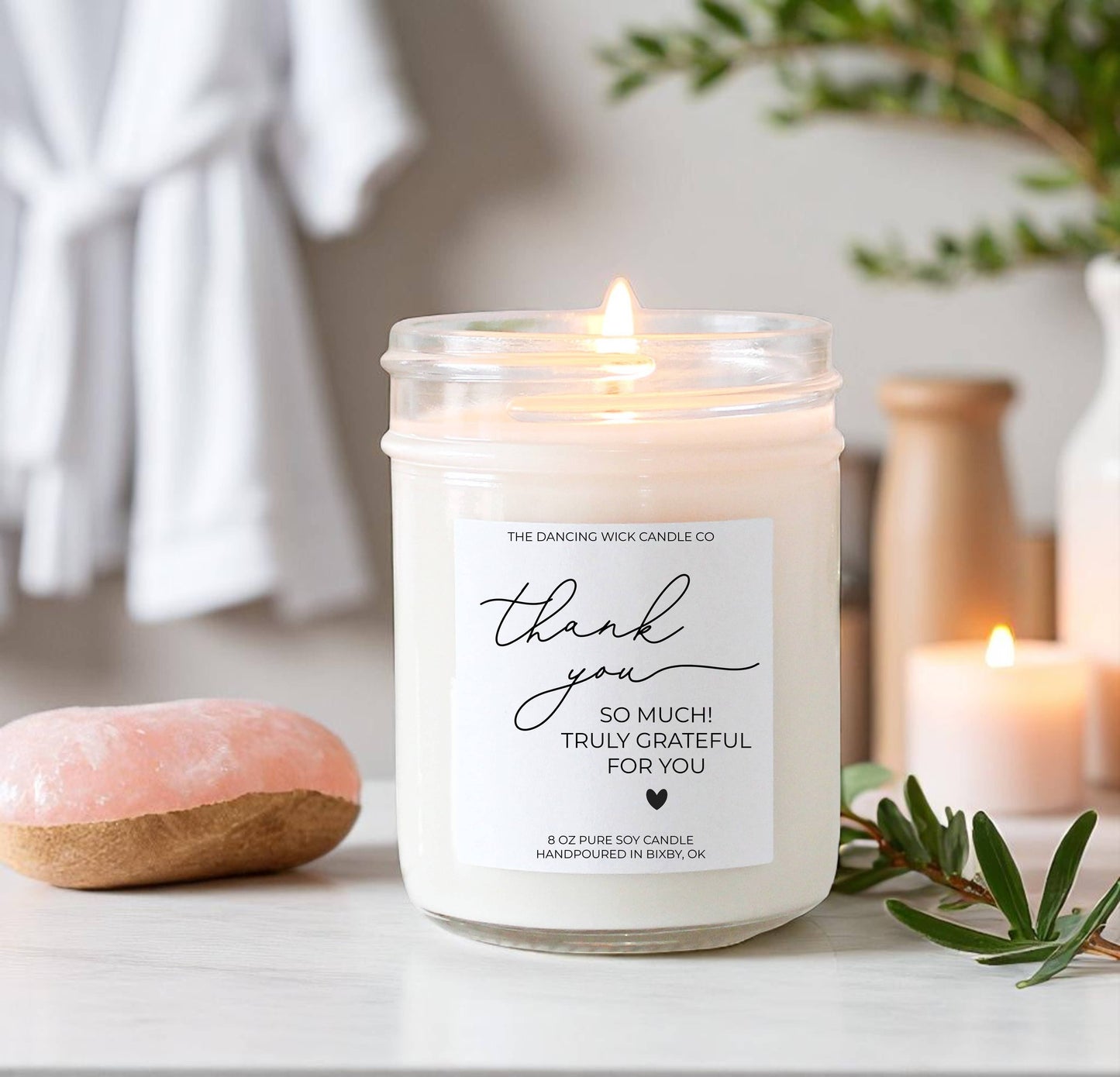 Thank you so much Gift Candle / Eucalyptus and Tea Scent