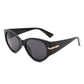 Women Sleek Oval Retro Cat Eye Sunglasses