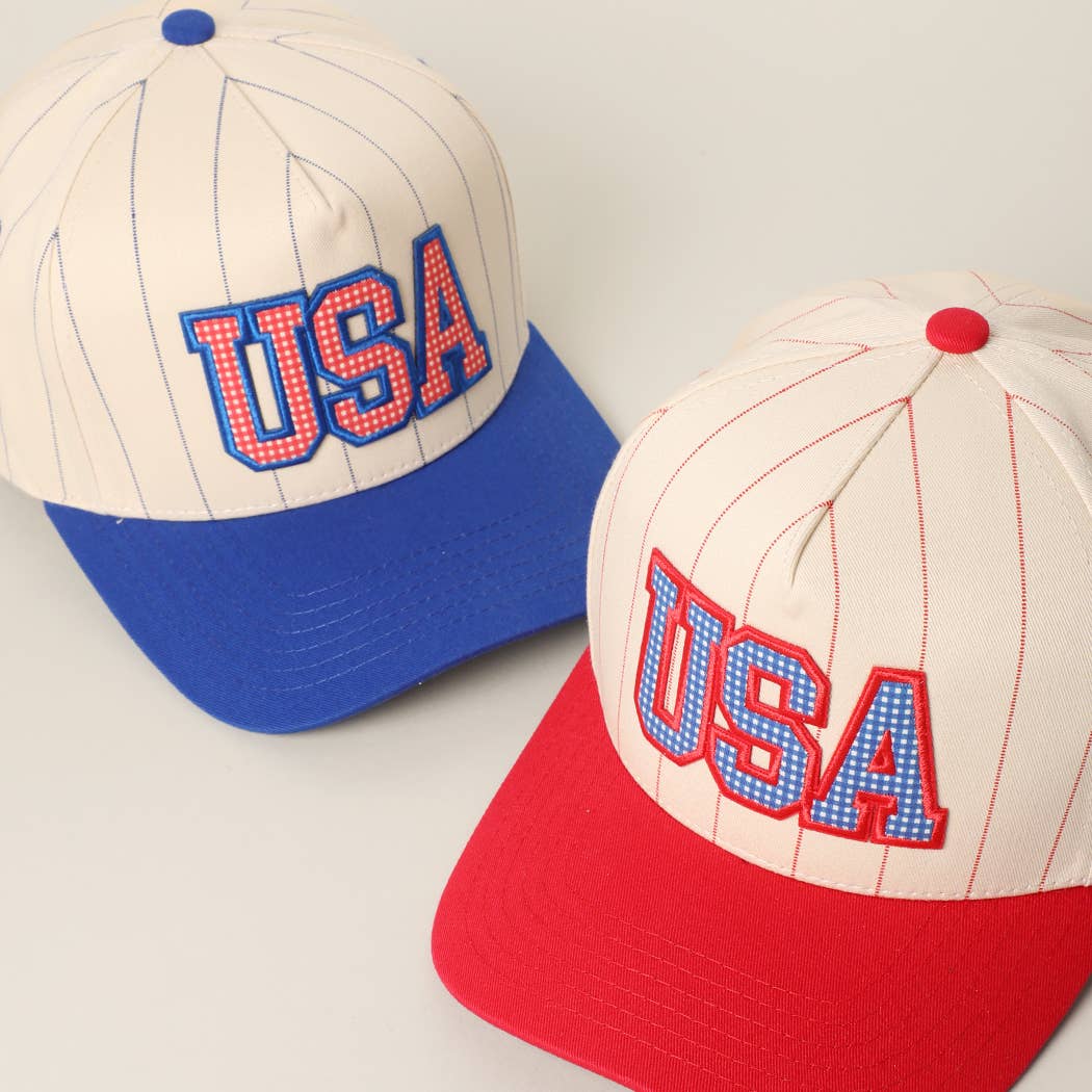USA Gingham Letter Patch Trucker Hat