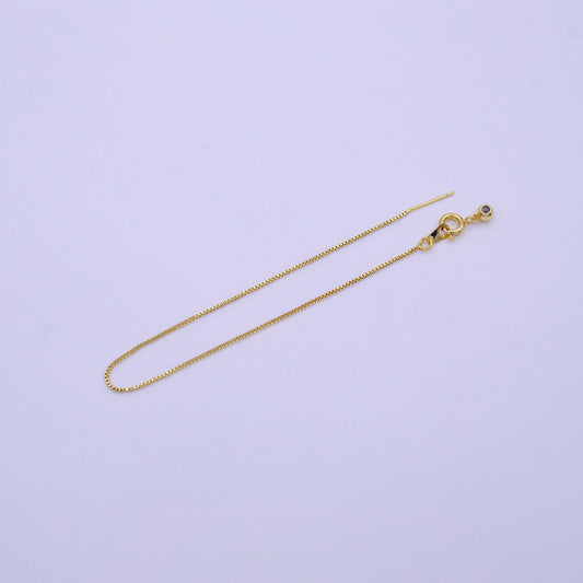 1x 16.5"/19"Gold Filled Adjustable Box Chain Slider Necklace