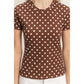 Polka Dot Short Sleeve Crew Neck Top