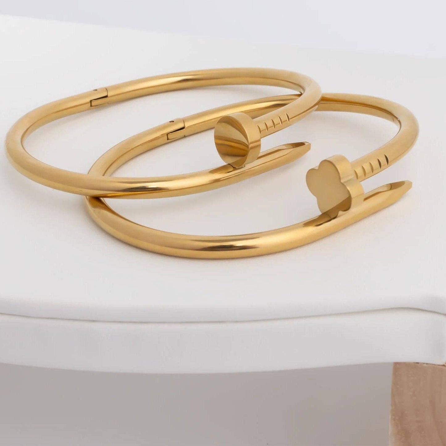 18K Gold PVD Stainless Steel Nail Bangle
