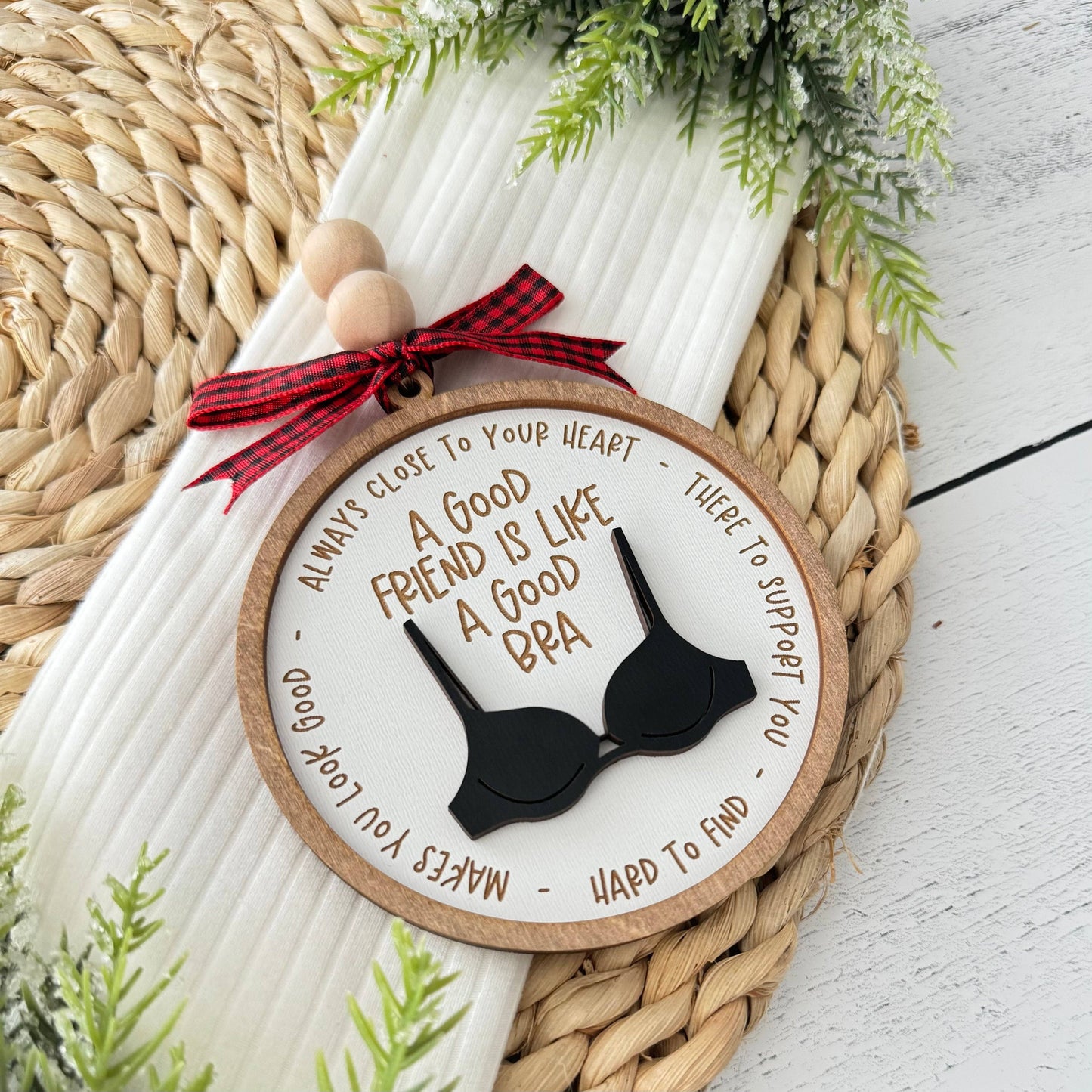 A Good Friend Is Like A Good Bra Funny Christmas Ornament