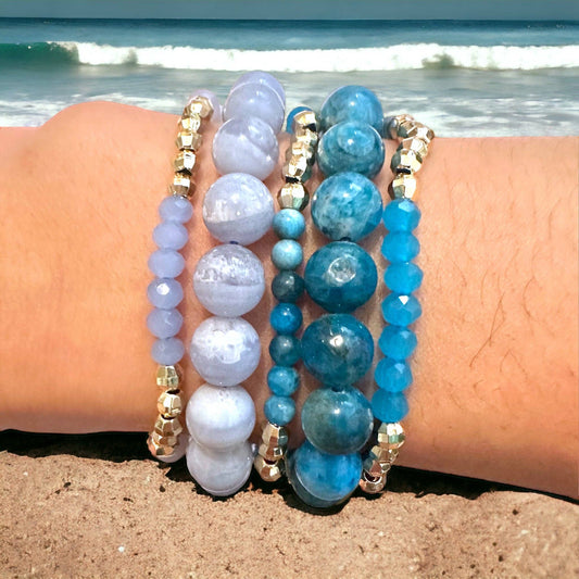 Shades of Blue Crystal BYOB Bracelet Stack
