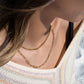 18K Gold PVD Stainless Steel Curb and Paperclip Layered Chain Necklace