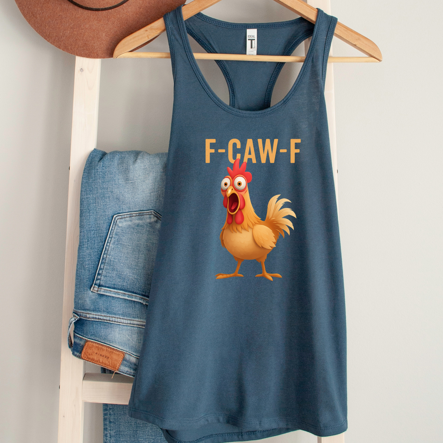 Funny Chicken Graphic Racerback Tank Top
