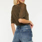 High Rise Fray Hem Denim Shorts KC9316M
