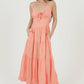 C4C84-FQ00 POLKA DOT SIDE SLIT MAXI DRESS