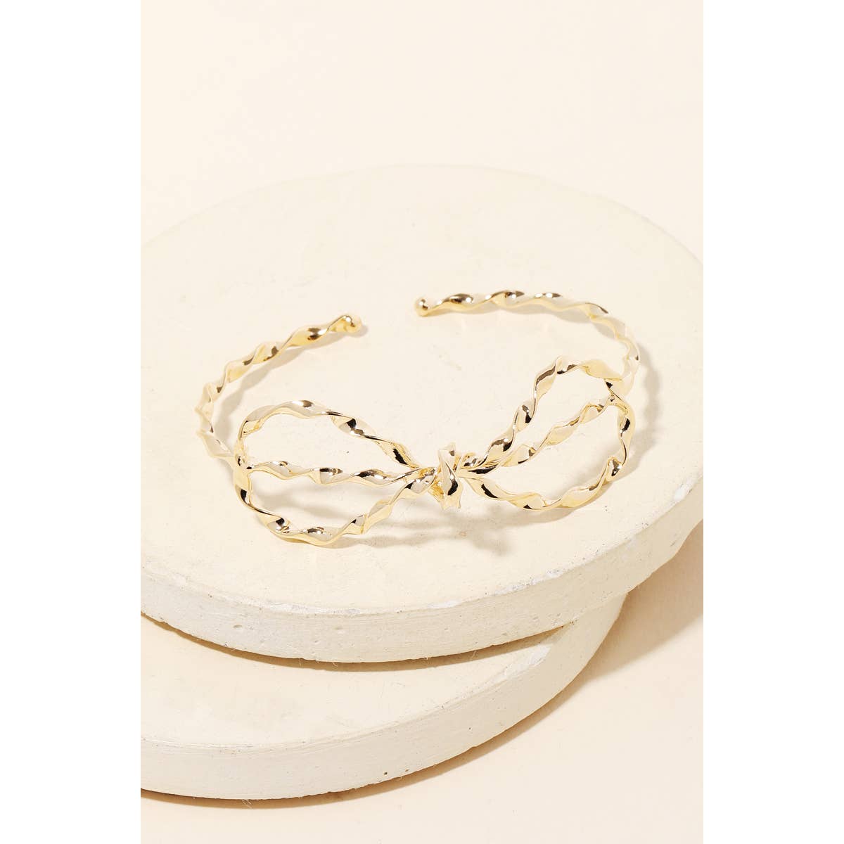 Metallic Bow Twist Cuff Bracelet