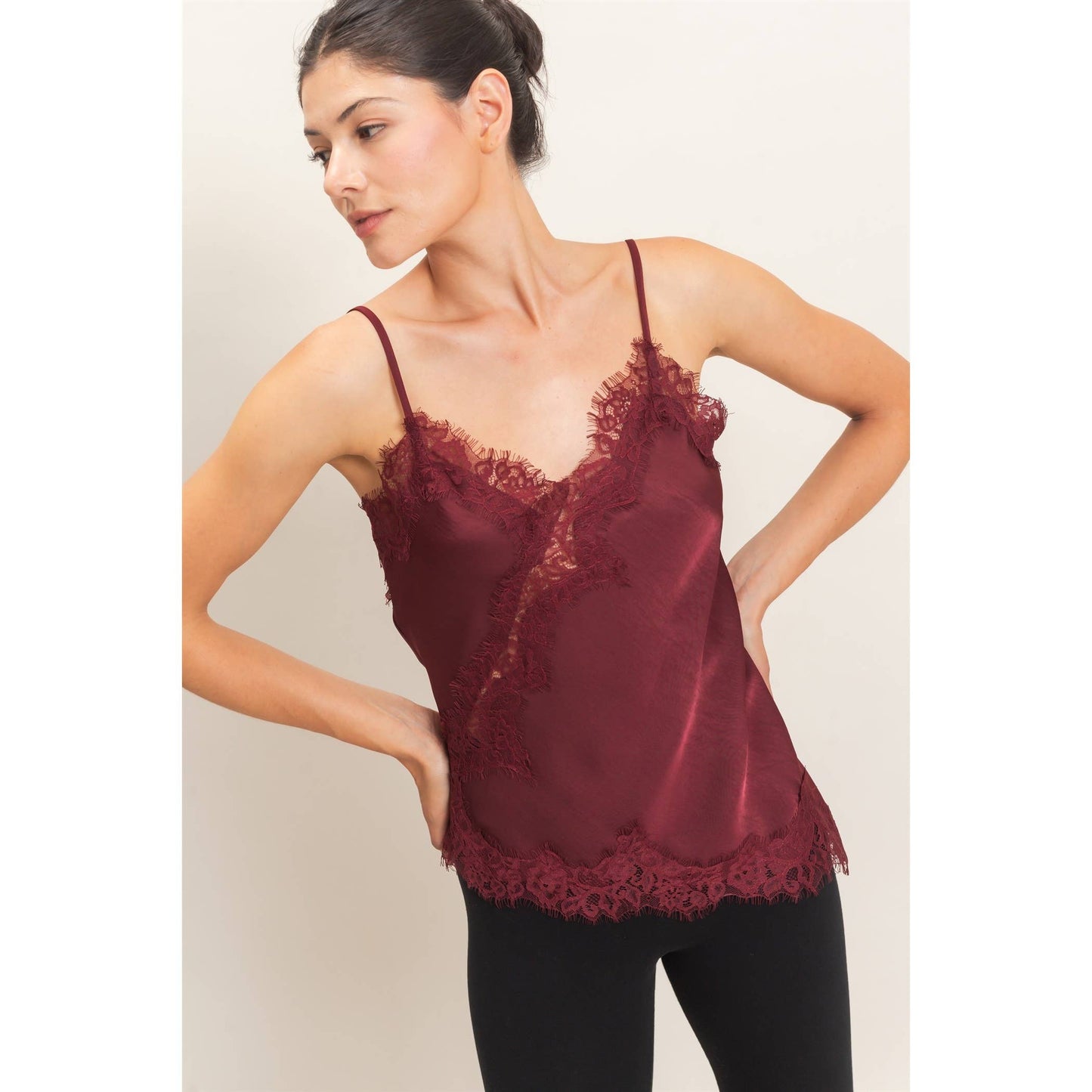 Asymmetrical Satin Lace Top