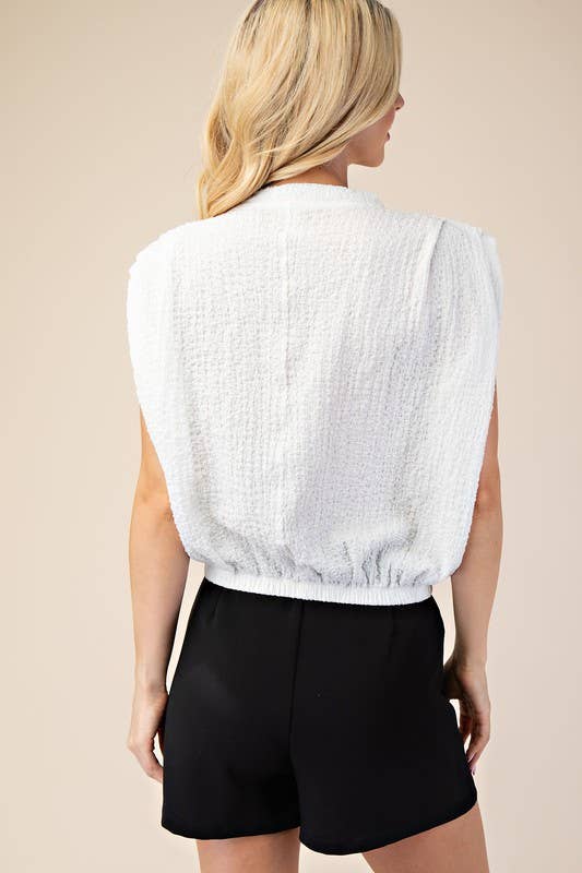 Round Neck Pleated Top