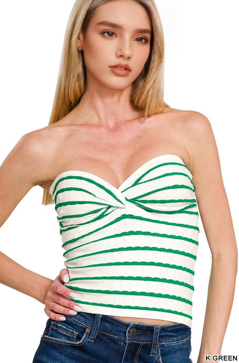 Viscose striped sweater tube top