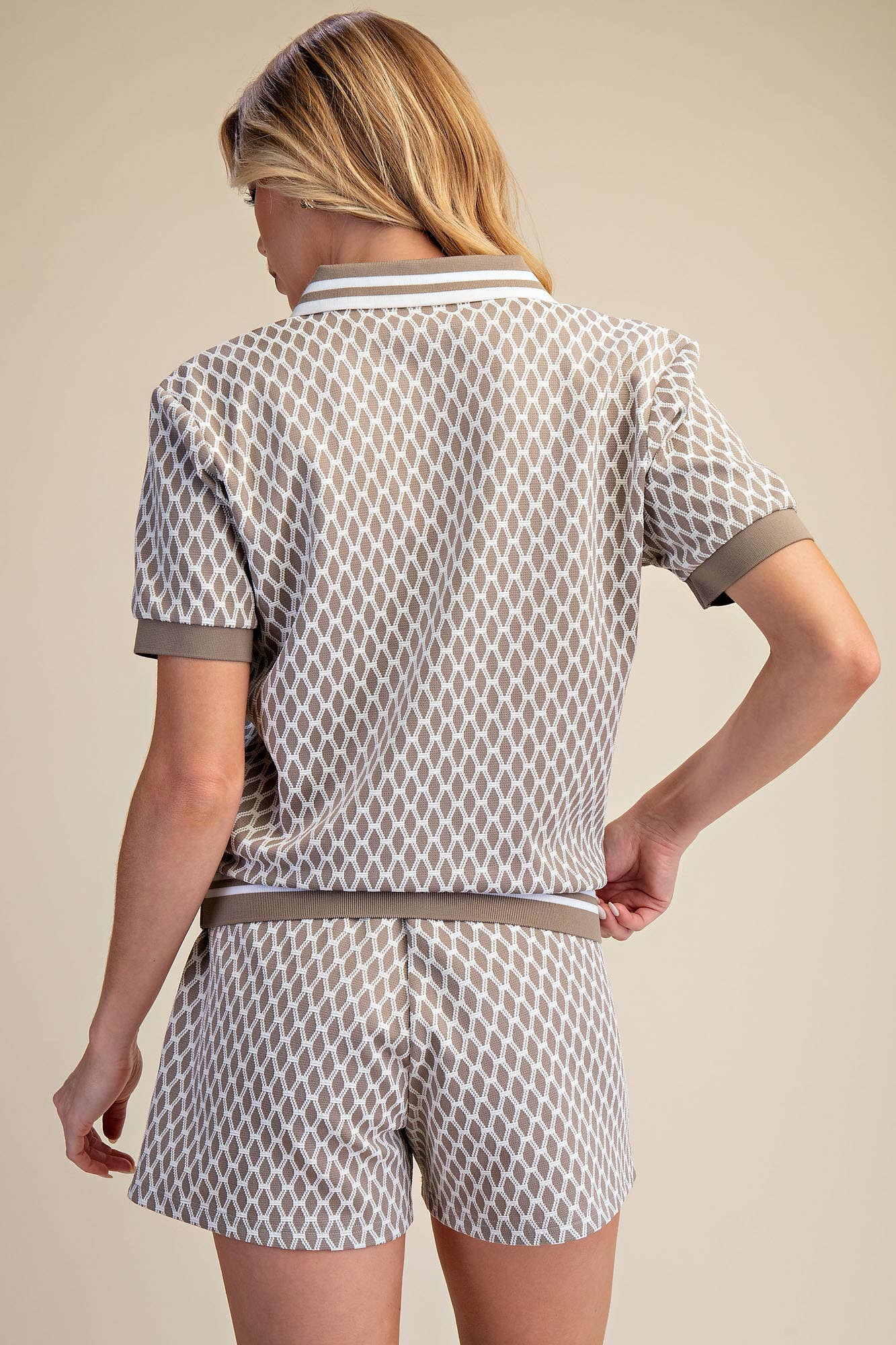 Collar Neck Short-Sleeve Polo Top