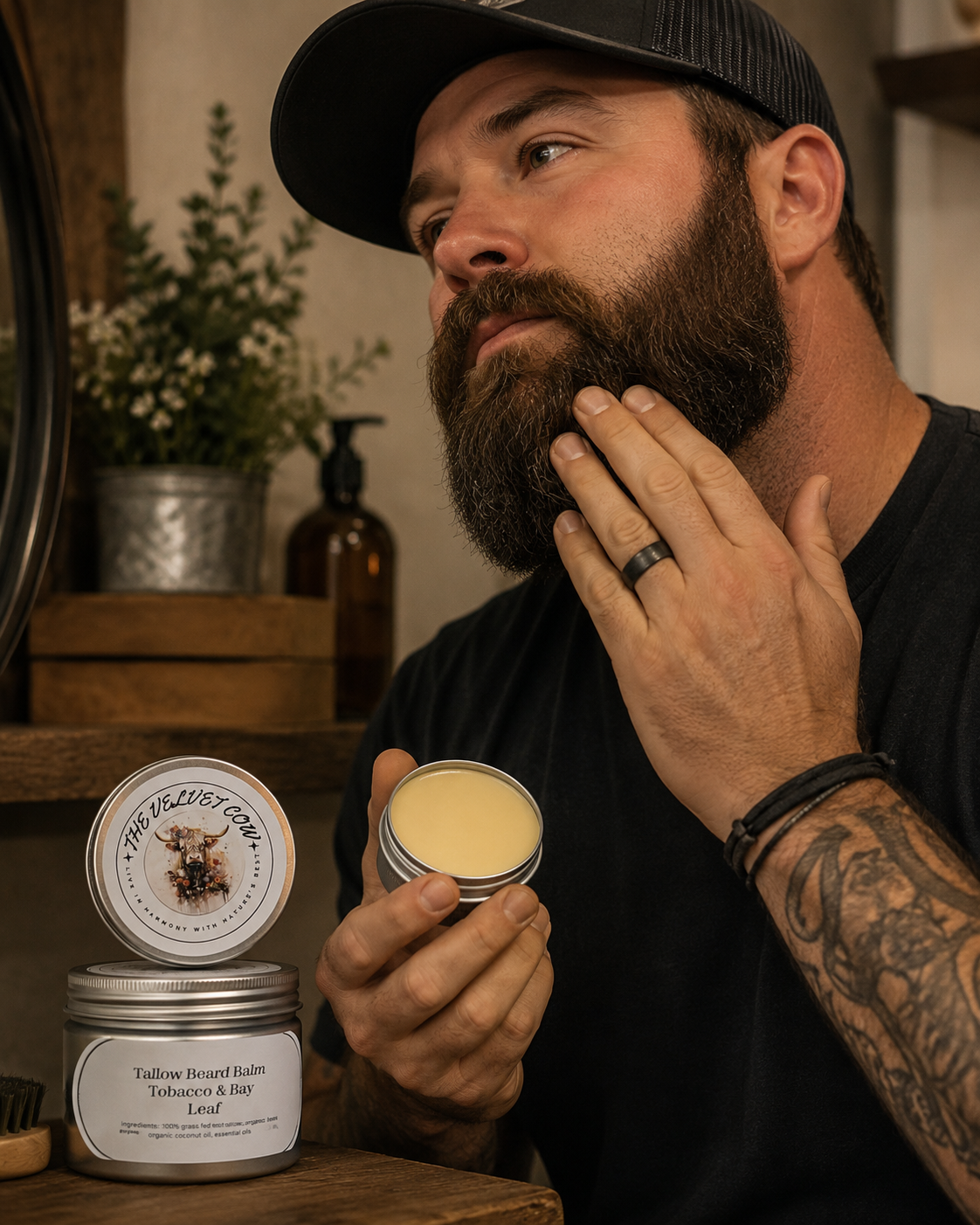Men's Ultimate Grooming Essential - Grass-Fed Tallow Beard Balm, Luxurious Organic Tallow Beard Balm  Nourish Your Beard and Skin Naturally