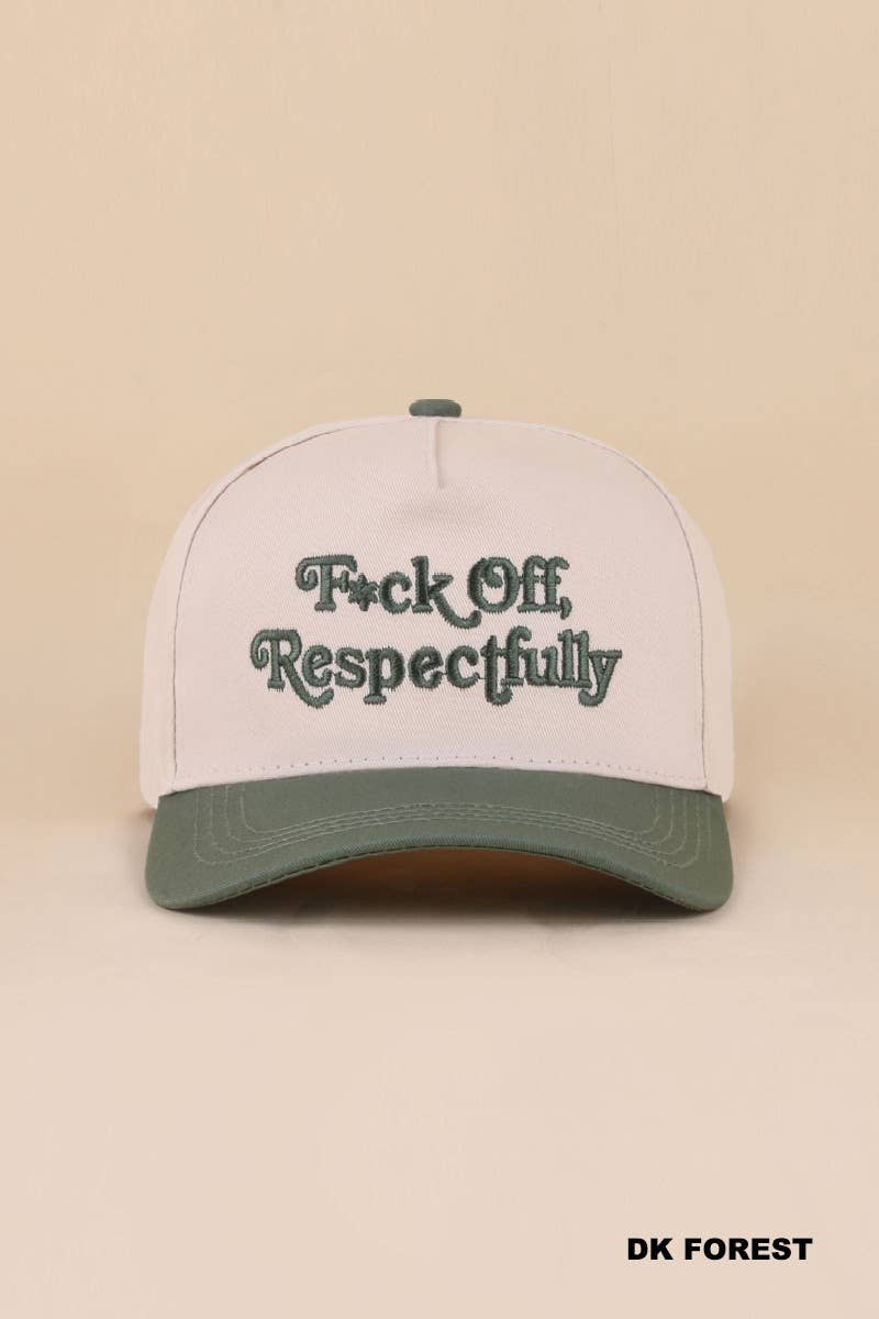 Fxck Off Respectfully Two Tone Canvas Cotton Cap Zenana Consgt.