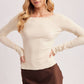 LACE TRIM SQUARE & BOAT NECK 2-WAY KNIT TOP