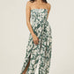 B5959-A920 SMOCKED BODICE WRAP LEG JUMPSUIT