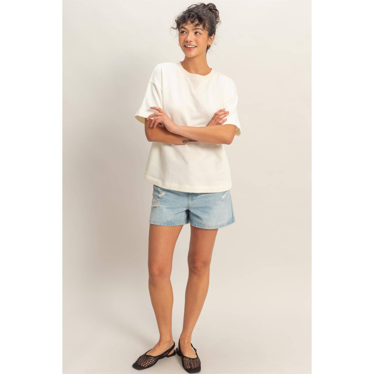 Crew Neck Short Sleeve Top