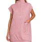 Textured Knit Jacquard Quarter Zipper Dress Zenana