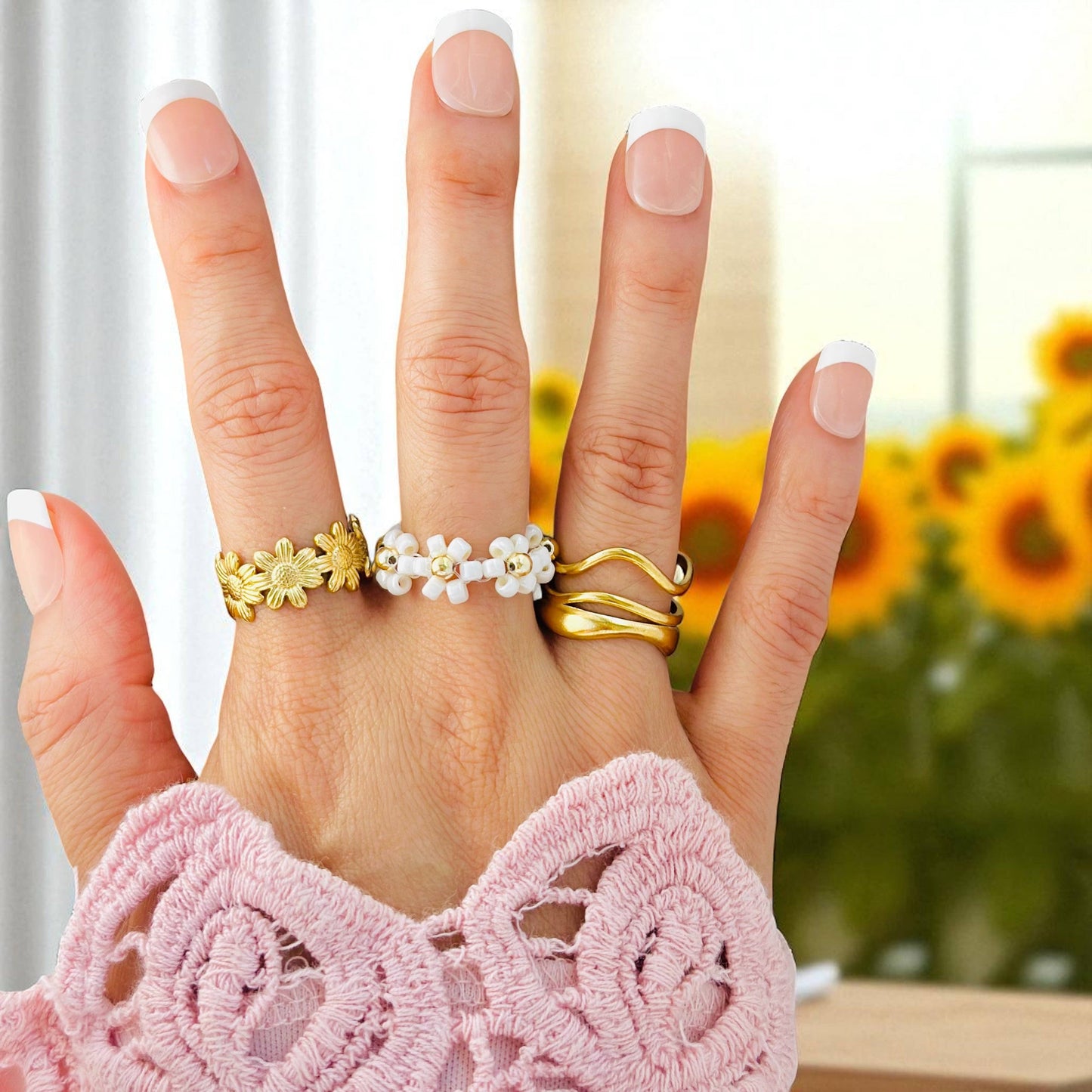 Waterproof 18K Gold Plated Rings Stackable Dainty, Statement